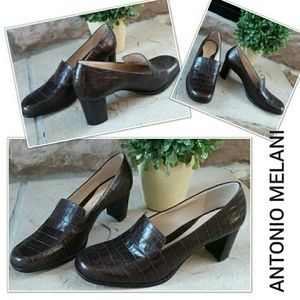 ANTONIO MELANI 9.5 Brown Leather Shoe